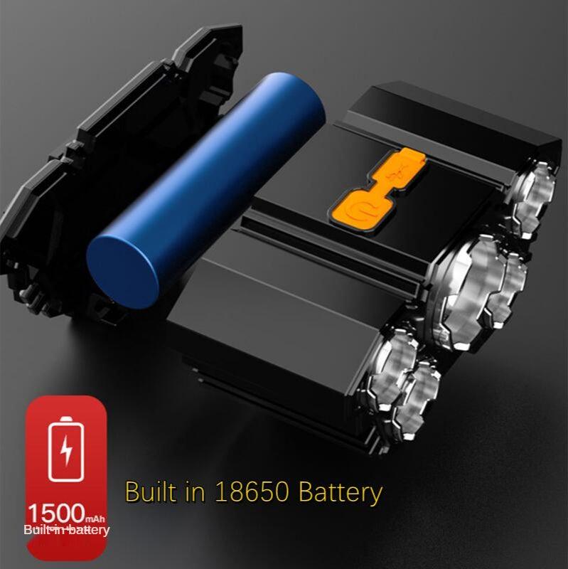 Adjustable USB Rechargeable Torch Lamp Built-in Battery 5 Led Strong Headlight Waterproof Rechargeable Super Bright Head-Mounted Flashlight For Outdoor Night Camping
