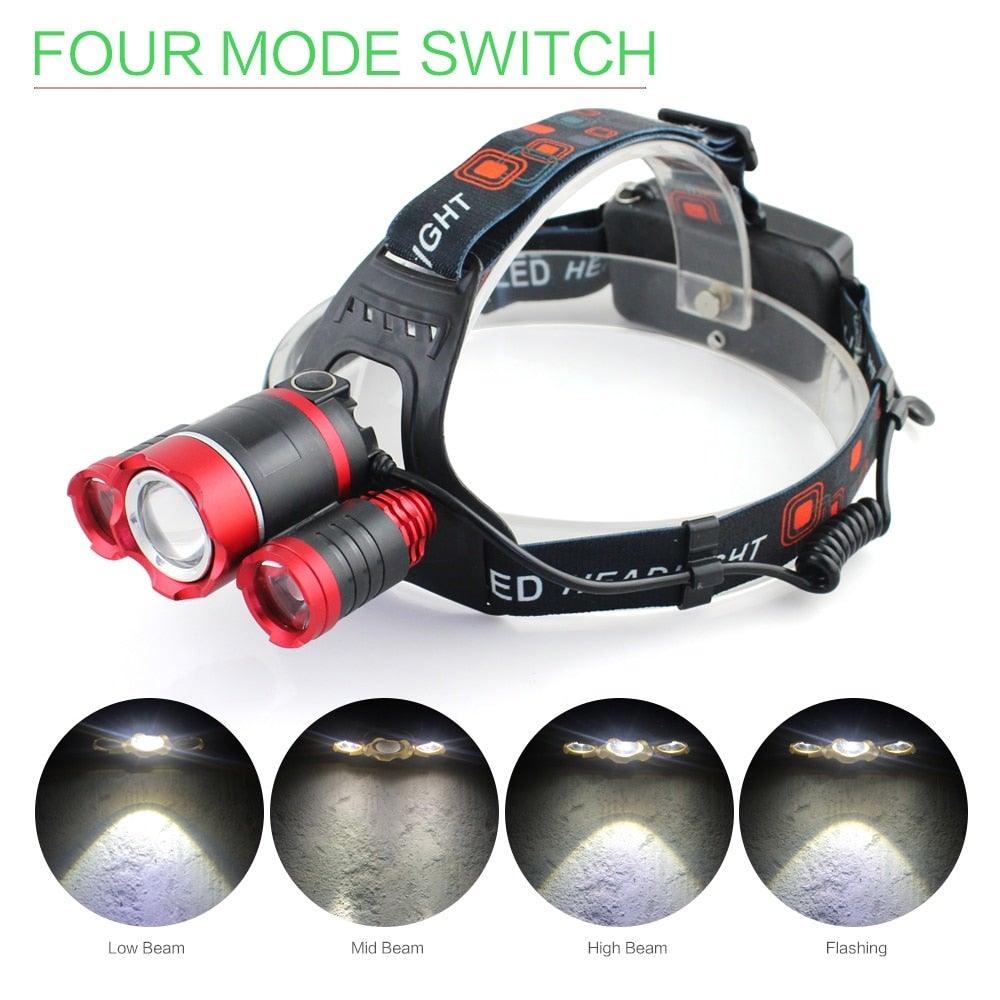Adjustable Zoomable Headlamp Ultra Bright Rechargeable LED Bright High Lumen Head Lights Head Lamp Waterproof Flashlight For Outdoor Cmaping Fishing Hiking Biking Fishing Headlamp Running Headlamp