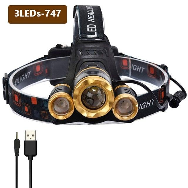 Adjustable Zoomable Headlamp Ultra Bright Rechargeable LED Bright High Lumen Head Lights Head Lamp Waterproof Flashlight For Outdoor Cmaping Fishing Hiking Biking Fishing Headlamp Running Headlamp