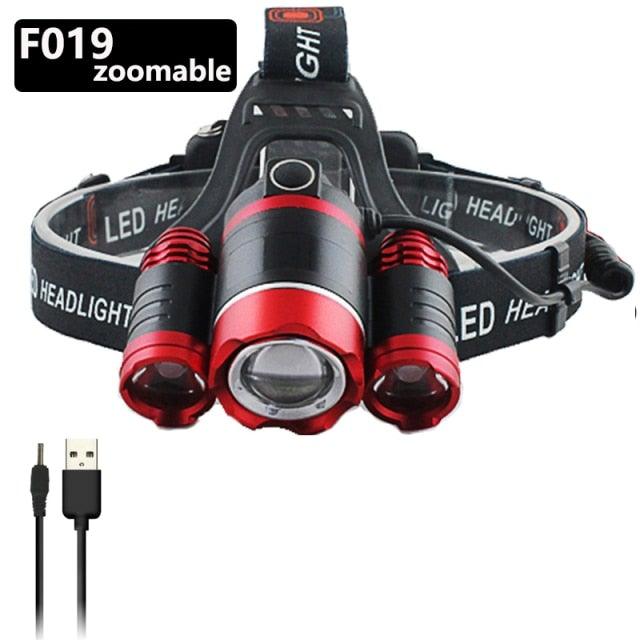 Adjustable Zoomable Headlamp Ultra Bright Rechargeable LED Bright High Lumen Head Lights Head Lamp Waterproof Flashlight For Outdoor Cmaping Fishing Hiking Biking Fishing Headlamp Running Headlamp