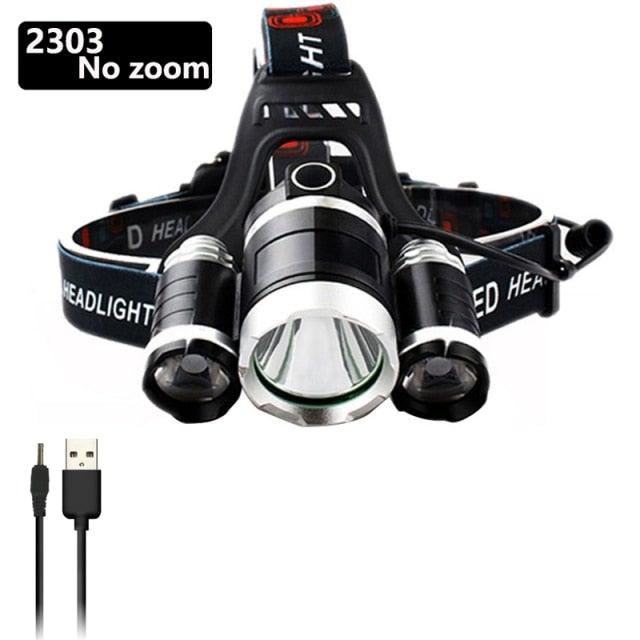 Adjustable Zoomable Headlamp Ultra Bright Rechargeable LED Bright High Lumen Head Lights Head Lamp Waterproof Flashlight For Outdoor Cmaping Fishing Hiking Biking Fishing Headlamp Running Headlamp