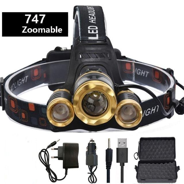 Adjustable Zoomable Headlamp Ultra Bright Rechargeable LED Bright High Lumen Head Lights Head Lamp Waterproof Flashlight For Outdoor Cmaping Fishing Hiking Biking Fishing Headlamp Running Headlamp