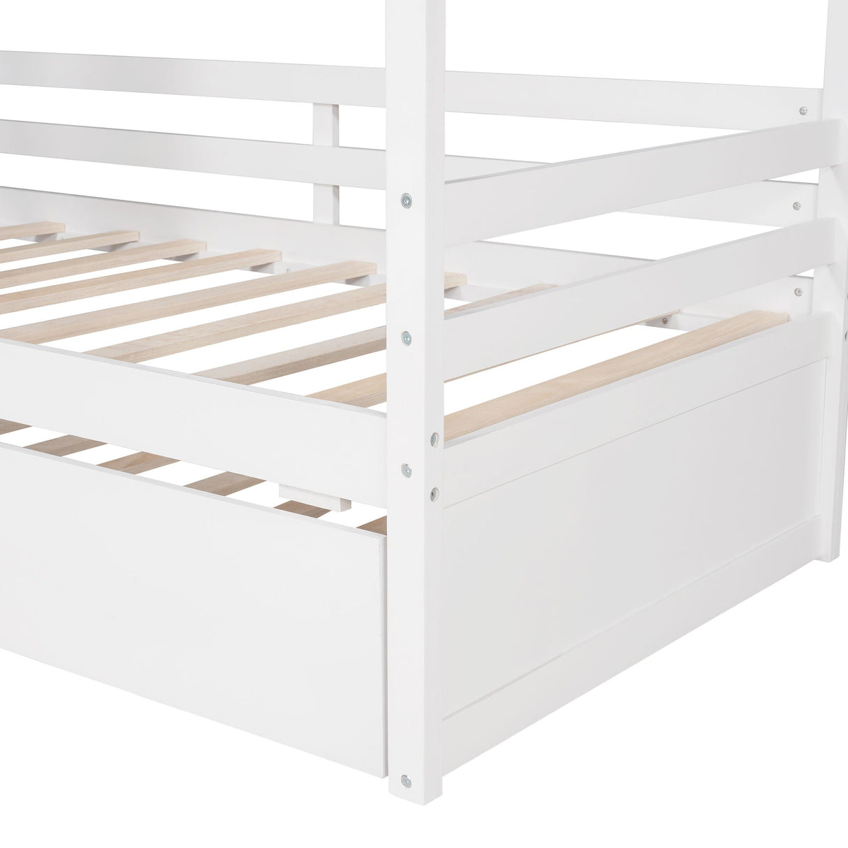 Twin Size Classic House Bed With Twin Size Trundle - White by Couch.com