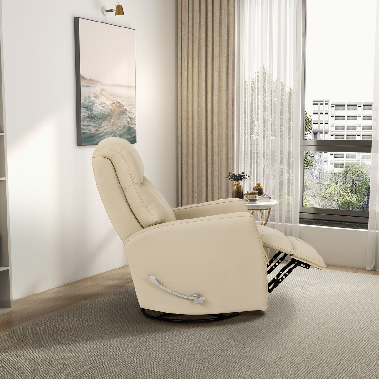 Harlow - Swivel Glider Recliner Chair - Ivory by Couch.com