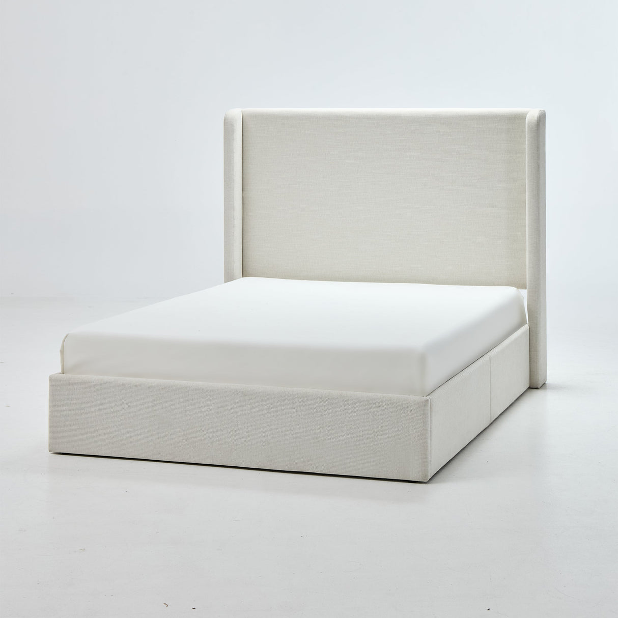 Caron Upholstered Wingback Bed with 54" High Headboard