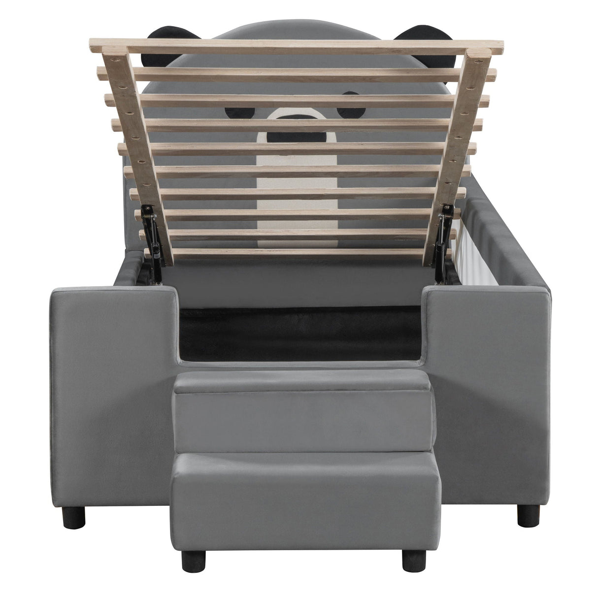 Upholstered Daybed With Bear Shaped Headboard, Hydraulic System And Breathable Mesh Fence by Couch.com