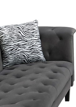 Mary - Velvet Tufted Chaise With 1 Accent Pillow - Dark Gray by Couch.com