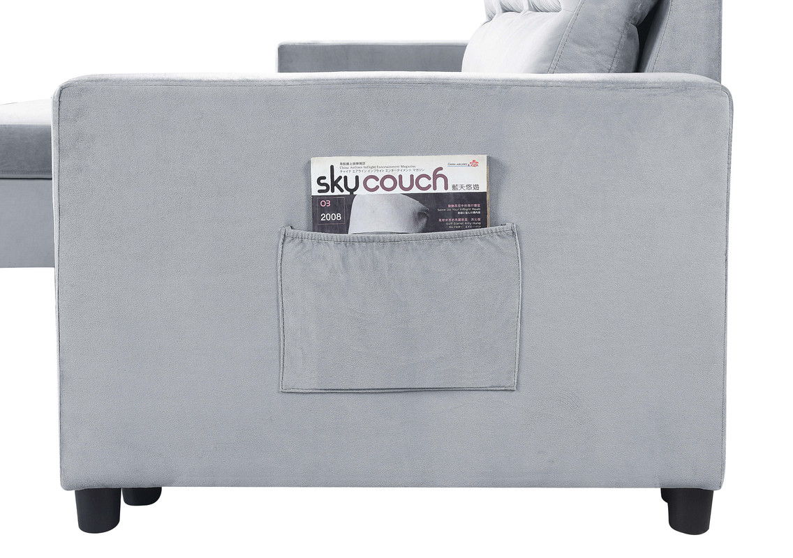 Ivy - Velvet Reversible Sleeper Sectional Sofa With Storage Chaise And Side Pocket by Couch.com