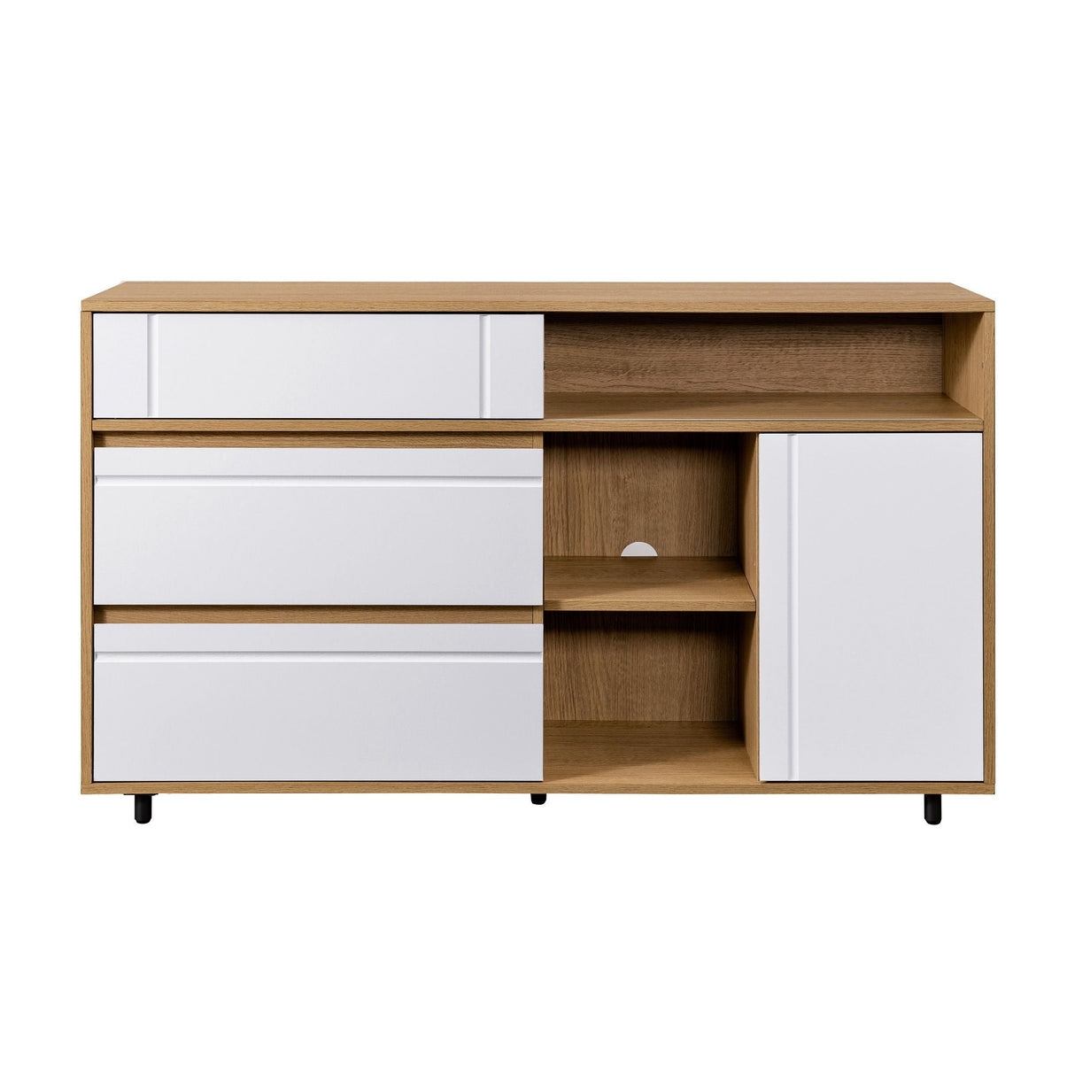 Contemporary Detailed Door Sideboard With Open Storage by Couch.com