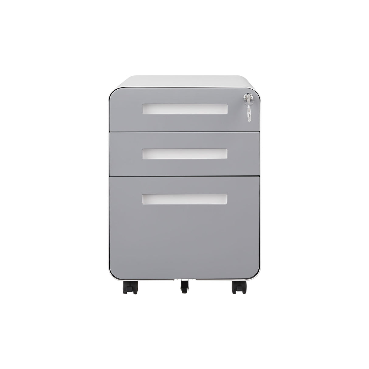 3 Drawer Mobile File Cabinet Under Desk Office, Simple Style Versatile Storage Cabinet For Legal / Letter / A4 Files, 5 Wheel Design Anti-Tilting Cold Rolled Steel Waterproof Moisture-Proof