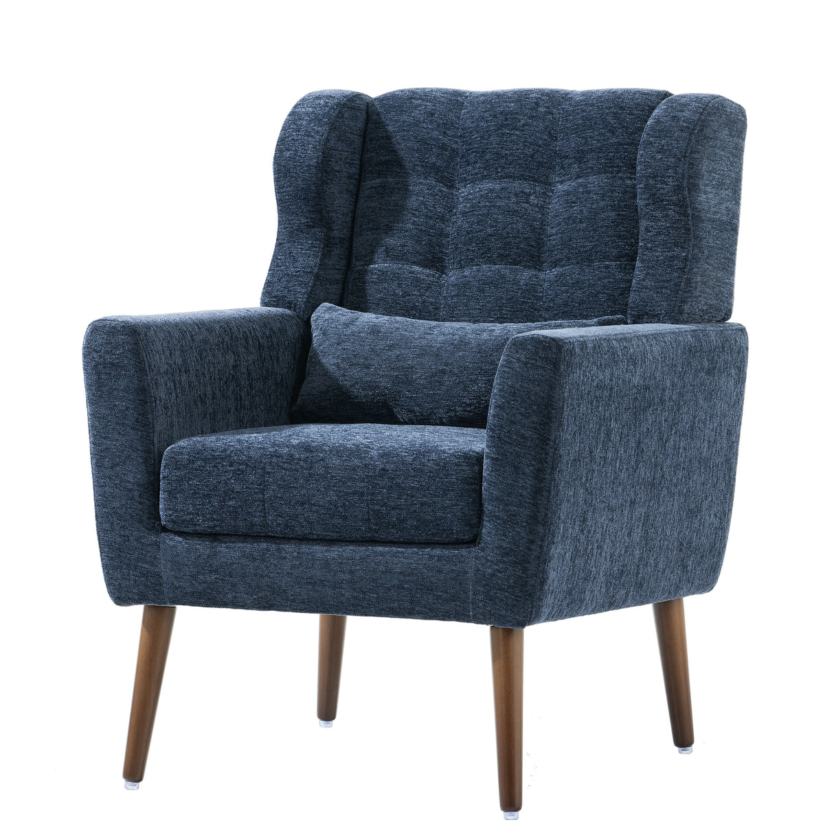 Modern Accent Chair, Chenille Arm Chairs For Living Room, Upholstered Mordern Armchair, Comfy Soft Padded Lounge Chair In Small Space, Bedroom, With Pillow, Solid Wood Leg by Couch.com