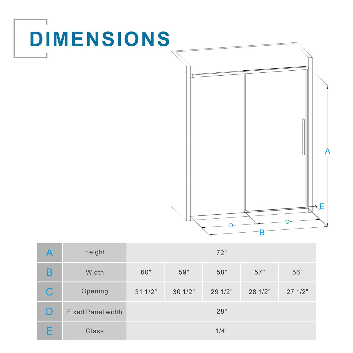 Semi Frameless Tub Sliding Shower Door