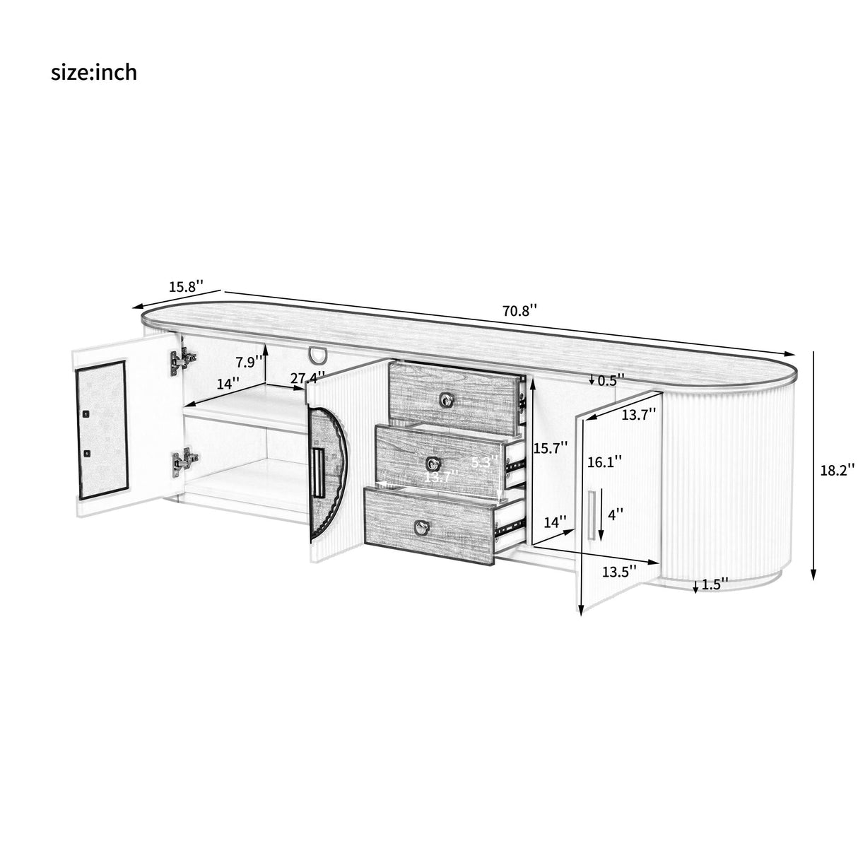 Modern Minimalist TV Stand For TVs Up To 80" With 3 Drawers And 1 Shelf by Couch.com