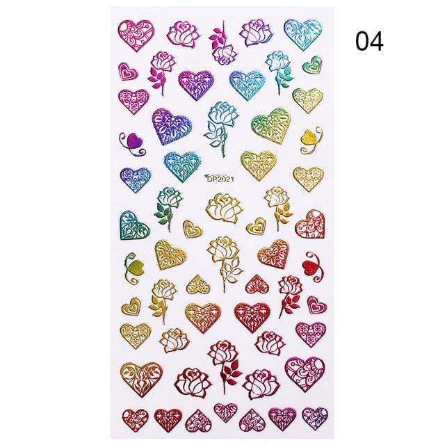 Alphabet Love Shaped Pattern 3D Nail Stickers Slider Valentine Day Decals Foil For Love Nail Art Decoration Pop Art Nail Stickers Sexy Girl Designs Comics Water Transfer Decals Manicure Lips Nail Art Decorations Slider Nail Art Stickers