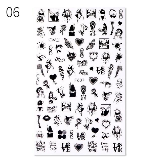 Alphabet Love Shaped Pattern 3D Nail Stickers Slider Valentine Day Decals Foil For Love Nail Art Decoration Pop Art Nail Stickers Sexy Girl Designs Comics Water Transfer Decals Manicure Lips Nail Art Decorations Slider Nail Art Stickers