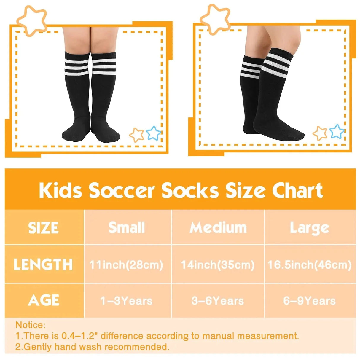American Trends Kids Toddler Soccer Socks Knee High Tube long Socks Three Stripes Uniform Socks for Boys Girls 1-9 years 1-3T 1 Pack Navy Blue White