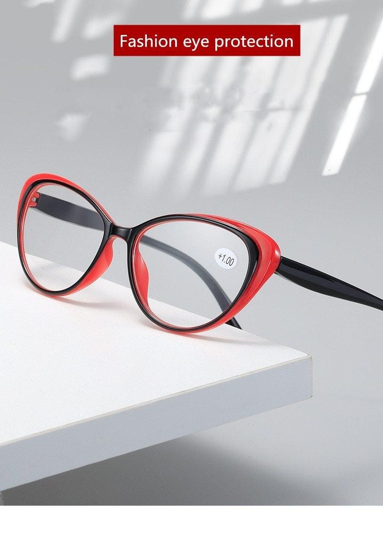 Anti-blue Light Coated Lenses Luxury Red Black Fashion Cat Eye Glasses For Women Reading Glasses & Men Computer Cateye Blue Light Blocking Reading Glasses