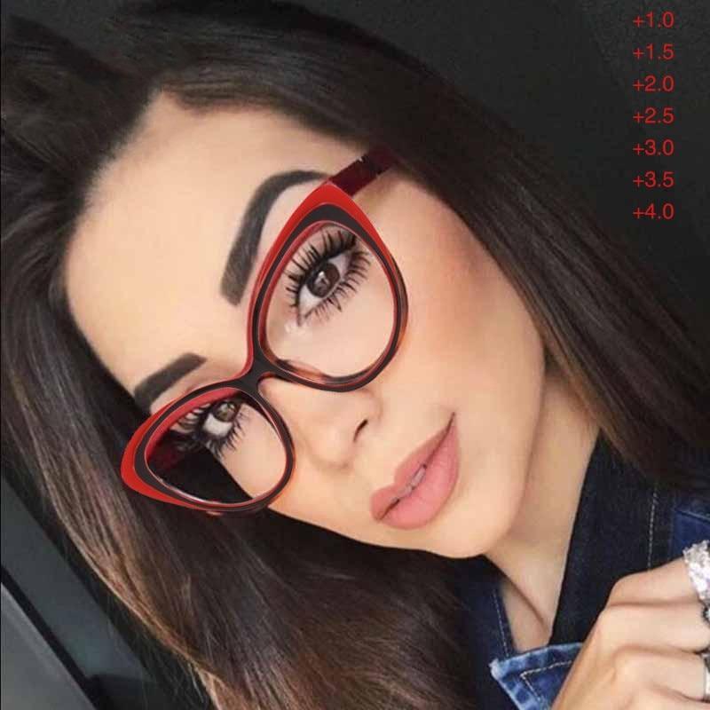 Anti-blue Light Coated Lenses Luxury Red Black Fashion Cat Eye Glasses For Women Reading Glasses & Men Computer Cateye Blue Light Blocking Reading Glasses