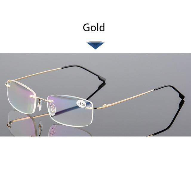 Anti-Blue Light Reading Glasses Ultralight Style Memory Titanium Rimless Reading Glasses For Men & Women Presbyopic Eyeglasses For Everyday Use New Attractive Style