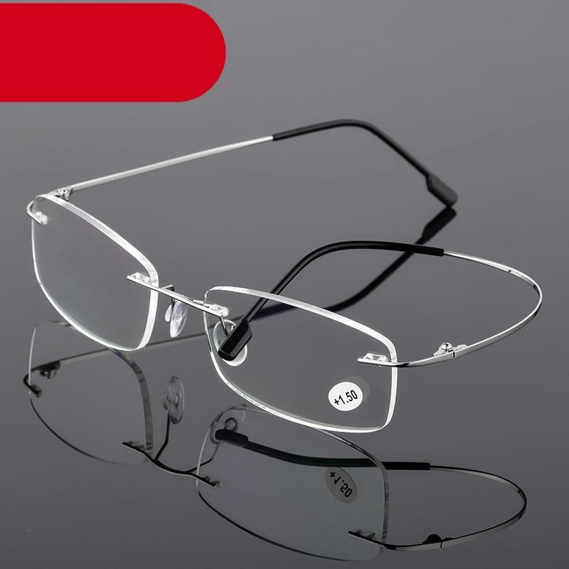 Anti-Blue Light Reading Glasses Ultralight Style Memory Titanium Rimless Reading Glasses For Men & Women Presbyopic Eyeglasses For Everyday Use New Attractive Style
