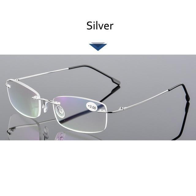 Anti-Blue Light Reading Glasses Ultralight Style Memory Titanium Rimless Reading Glasses For Men & Women Presbyopic Eyeglasses For Everyday Use New Attractive Style