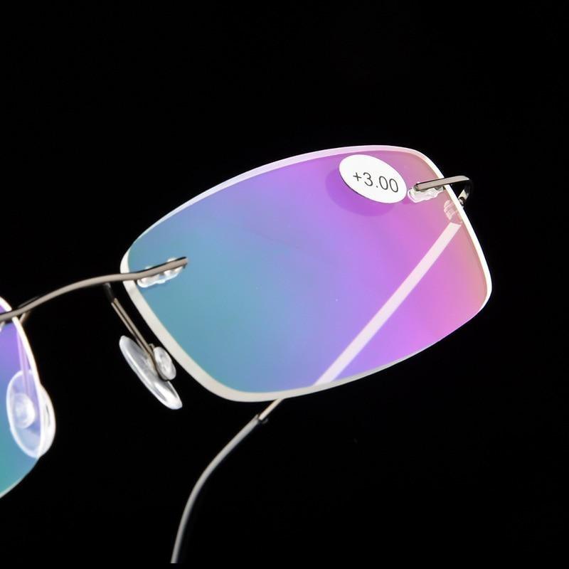 Anti-Blue Light Reading Glasses Ultralight Style Memory Titanium Rimless Reading Glasses For Men & Women Presbyopic Eyeglasses For Everyday Use New Attractive Style