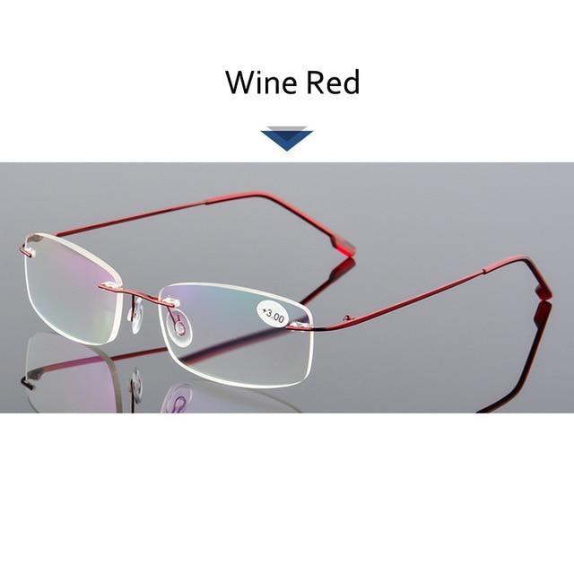 Anti-Blue Light Reading Glasses Ultralight Style Memory Titanium Rimless Reading Glasses For Men & Women Presbyopic Eyeglasses For Everyday Use New Attractive Style