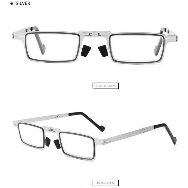 Anti-Light Reading Glasses Metal Foldable Presbyopia Eyewear With Case Thin Magnifying Glasses Safety Glasses With Clear Anti Fog Scratch Resistant Wrap-Around Lenses No-Slip Grips Glasses For Men Women+3+3.5+4