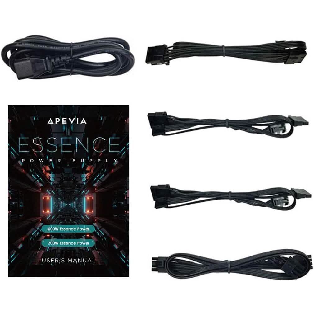 Apevia ATX-ES600W Essence 600W ATX Semi-Modular Gaming Power Supply with Auto-Thermally Controlled (Refurbished)