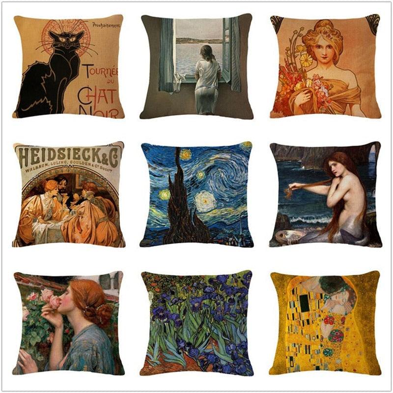 Art Renaissance Print Cushion Cover Throw Pillow Cover Home Decorative Cushion Case Beautiful Painting Art Pillow Case Home Decorative Sofa Car Chair Throw Pillow Case 45x45CM