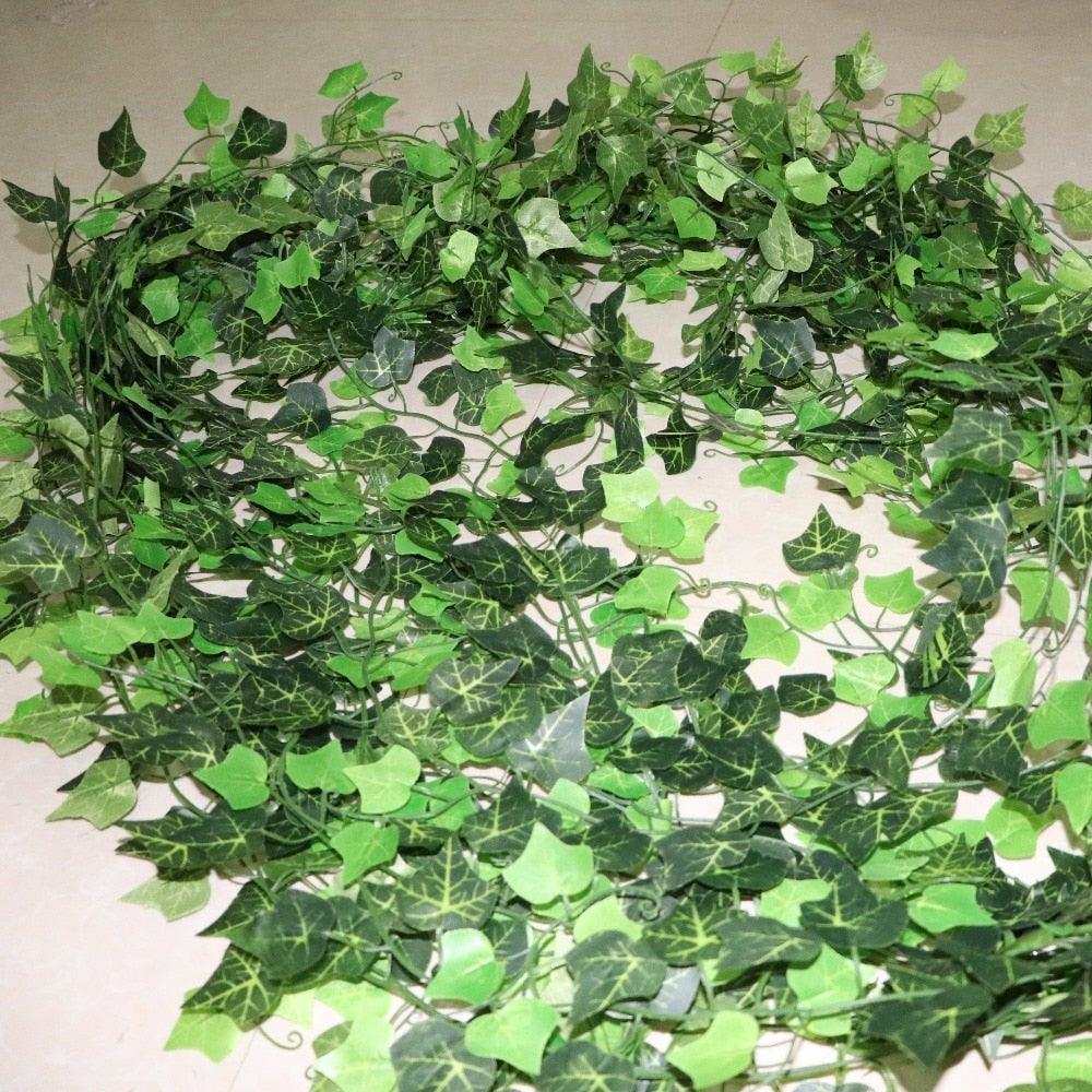 Artificial Ivy Leaf Garland Fake Leaves Hanging Vines For Home Decor Creeper Green Ivy Artificial Ivy Garland Greenery Hanging Plant Vine for Wedding Wall Party Room Astethic Stuff Decor 100pcs Leaf 1 piece 2.4M