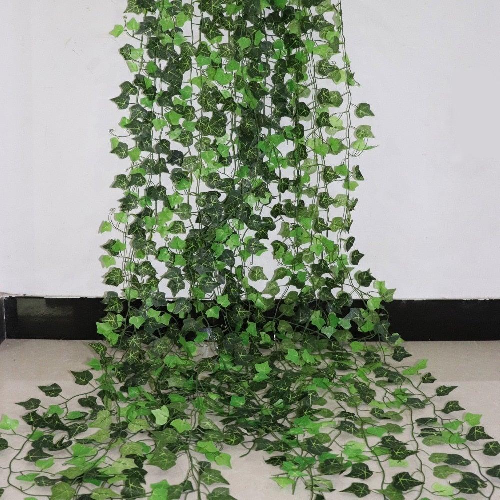 Artificial Ivy Leaf Garland Fake Leaves Hanging Vines For Home Decor Creeper Green Ivy Artificial Ivy Garland Greenery Hanging Plant Vine for Wedding Wall Party Room Astethic Stuff Decor 100pcs Leaf 1 piece 2.4M