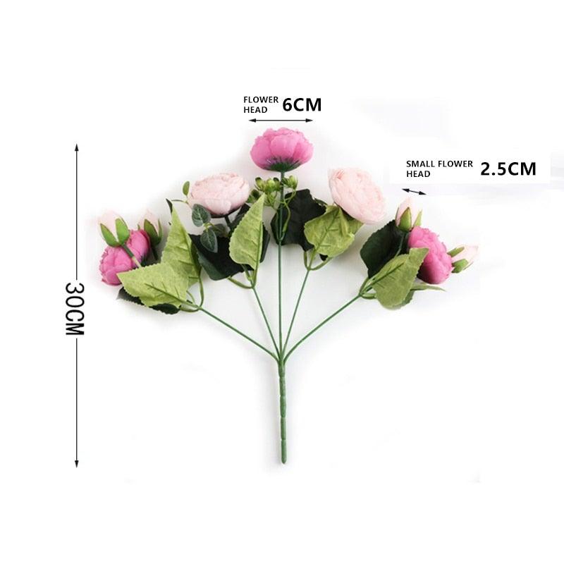 Artificial Roses Flowers Bundle Of Beautiful Silk Peony Bouquet For Home Wedding Party Scrapbook Decoration Accessories Artificial Rose Flowers Bouquet Silk Flowers Rose for Home Bridal Wedding Party Festival Decor