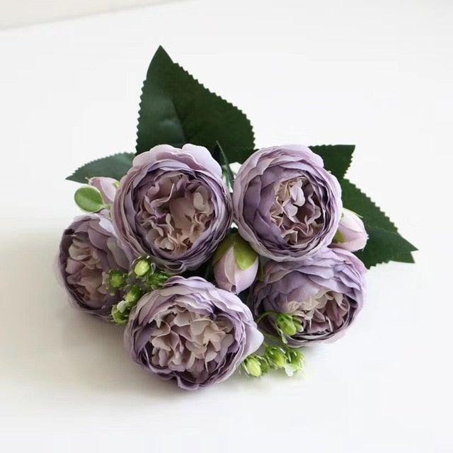 Artificial Roses Flowers Bundle Of Beautiful Silk Peony Bouquet For Home Wedding Party Scrapbook Decoration Accessories Artificial Rose Flowers Bouquet Silk Flowers Rose for Home Bridal Wedding Party Festival Decor