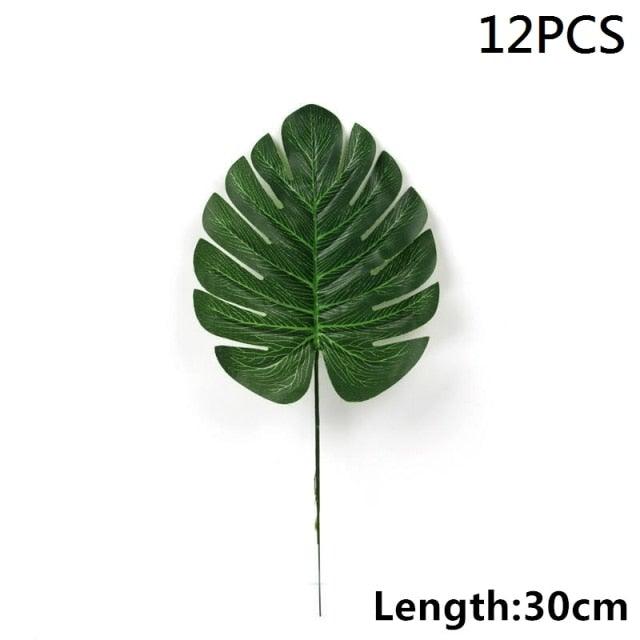 Artificial Tropical Palm Leaves For Hawaiian Luau Beach Birthday Jungle Party Wedding Home Table Decoration Accessories Tropical Leaves with Stems Jungle Leaves Decorations for Hawaiian Luau Party Beach Baby Shower Wedding Birthday Decorations