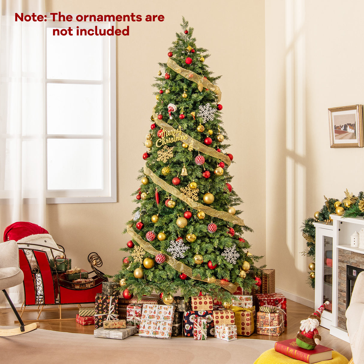 Artificial Christmas Tree Green Hinged Holiday Tree with 721/1019 Lush Branch Tips-7.5 ft