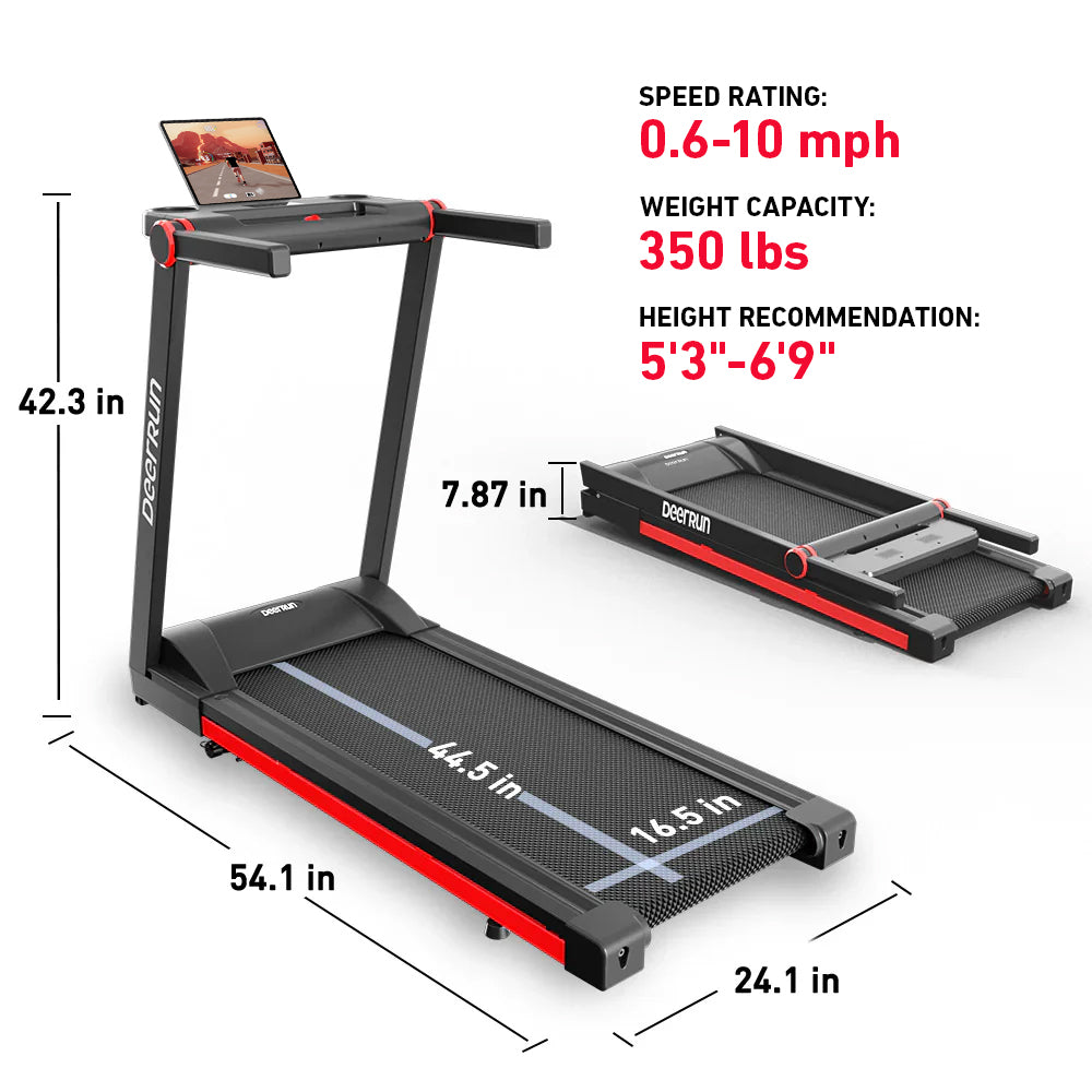 DeerRun A1 Pro Move+ 6% Incline Foldable Treadmill——2025 Upgraded Chip & NFC Support | 350Lbs, 10mph Silver