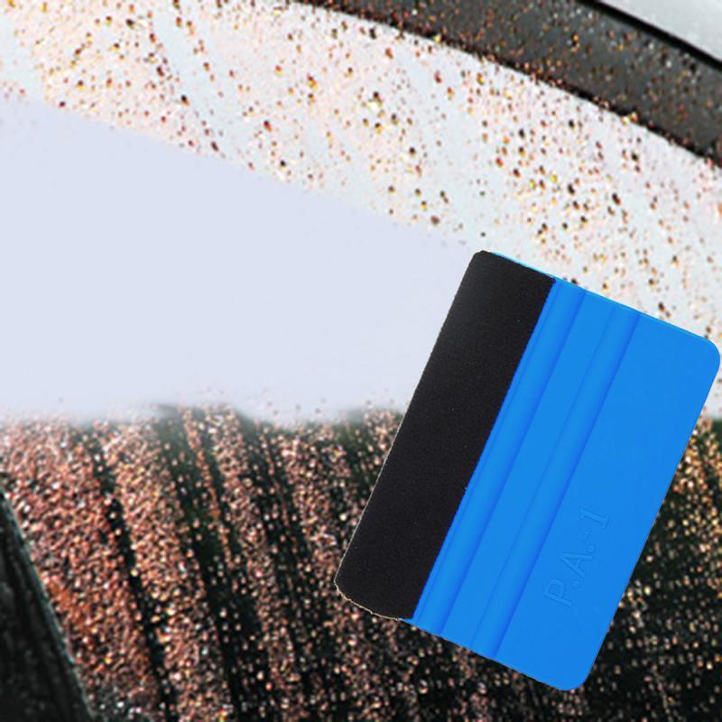Auto Styling Vinyl Carbon Fiber Window Ice Remover Cleaning Wash Car Scraper With Felt Squeegee Tool Film Wrapping Accessories Vehicle Vinyl Wrap Window Tint Film Plastic Felt Edge Squeegee For Car Vinyl Scraper Decal Applicator