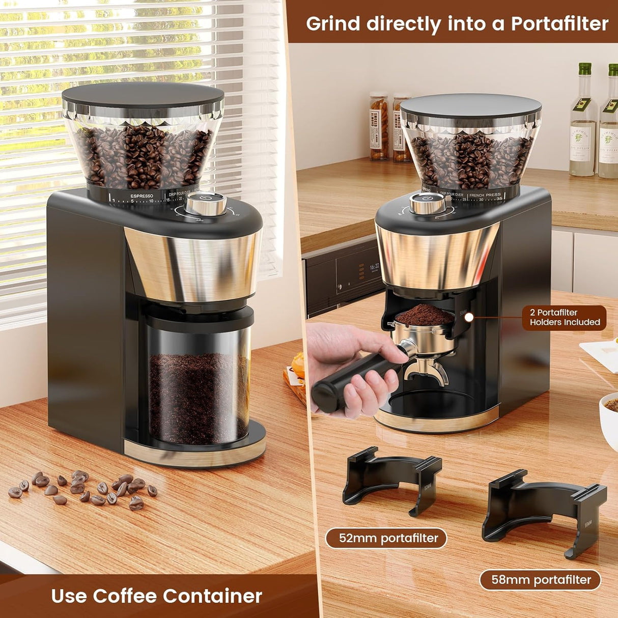 Automatic Coffee Grinder, Electric Burr One-Touch Grinder with 35 Grind Settings for Drip/Espresso/PourOver/ColdBrew, 2-12 Cup Dose Selection B8002
