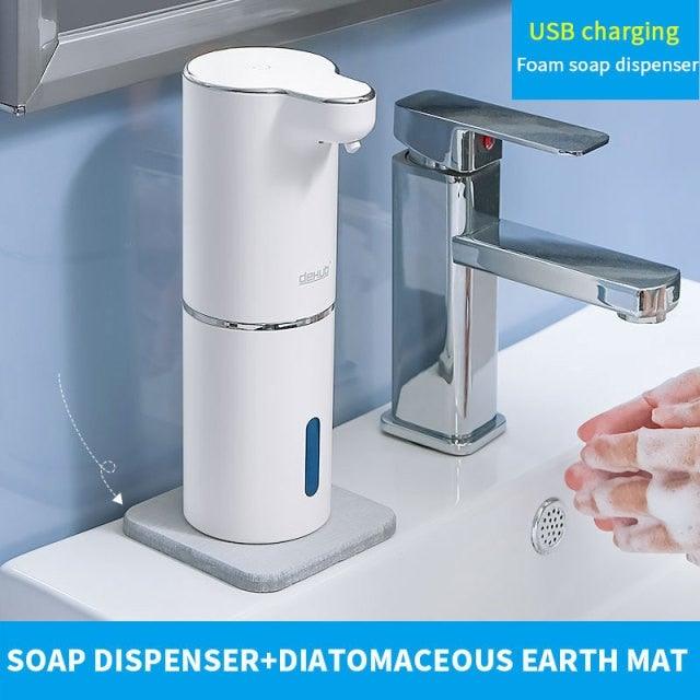 Automatic Foam Soap Dispensers Bathroom Smart Washing Hand Machine With USB Charging White High Quality Material Automatic Touchless Soap Dispenser Rechargeable Foaming Soap Dispense With Adjustable Volume Suitable For Bathroom Office Hotel