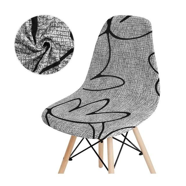 Avangarde Style Printed Seat Cover For Shell Chair Armless Shell Chair Cover Banquet Home Slipcover Elastic Removable Stretch High Back For Sofa Armchairs