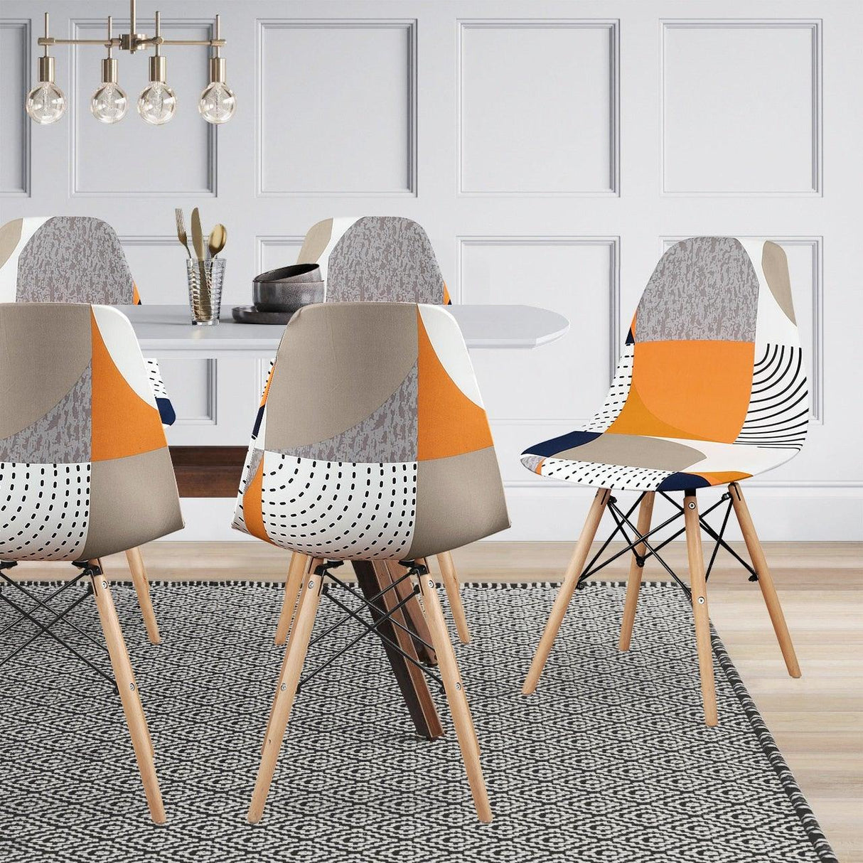 Avangarde Style Printed Seat Cover For Shell Chair Armless Shell Chair Cover Banquet Home Slipcover Elastic Removable Stretch High Back For Sofa Armchairs