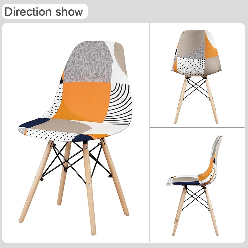Avangarde Style Printed Seat Cover For Shell Chair Armless Shell Chair Cover Banquet Home Slipcover Elastic Removable Stretch High Back For Sofa Armchairs