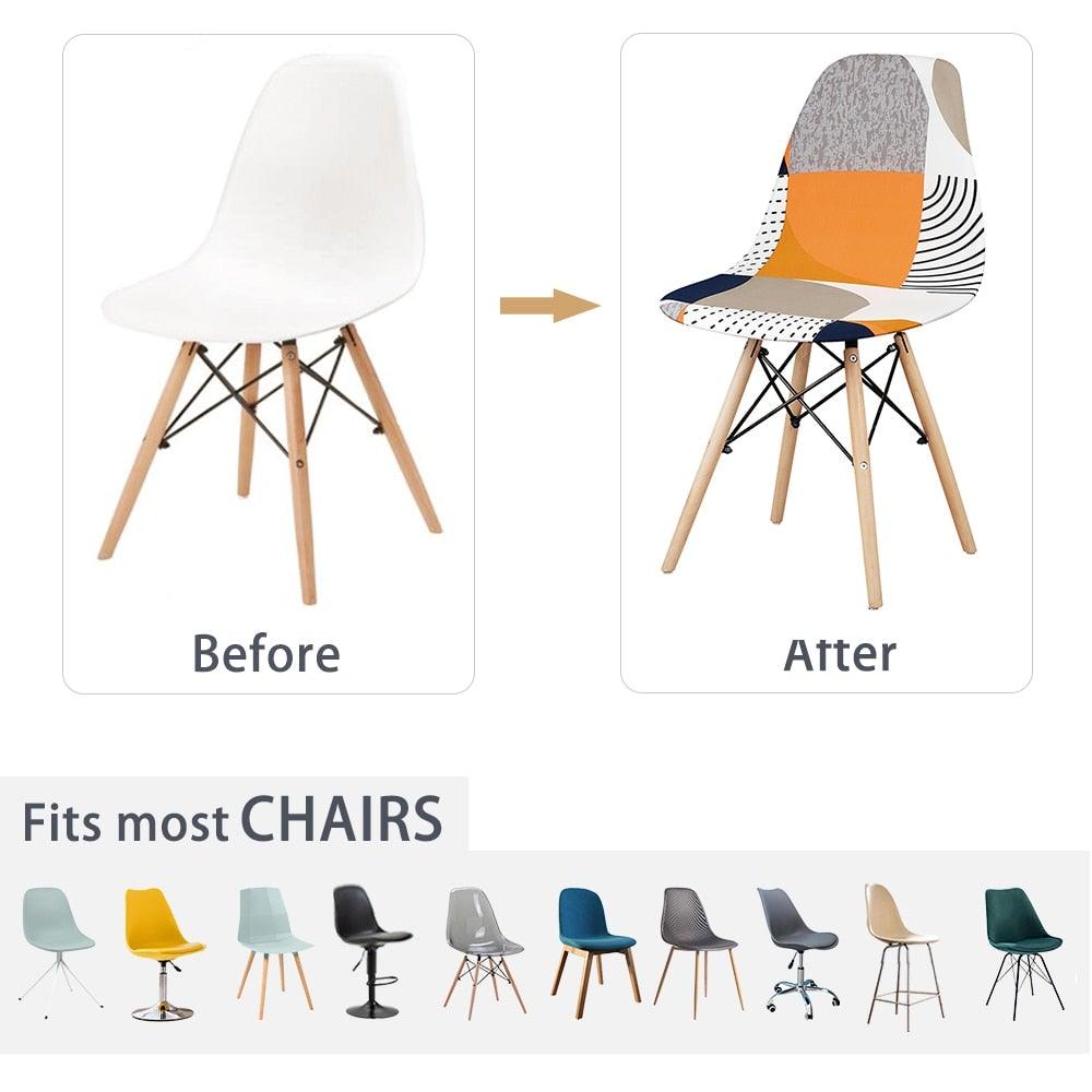 Avangarde Style Printed Seat Cover For Shell Chair Armless Shell Chair Cover Banquet Home Slipcover Elastic Removable Stretch High Back For Sofa Armchairs