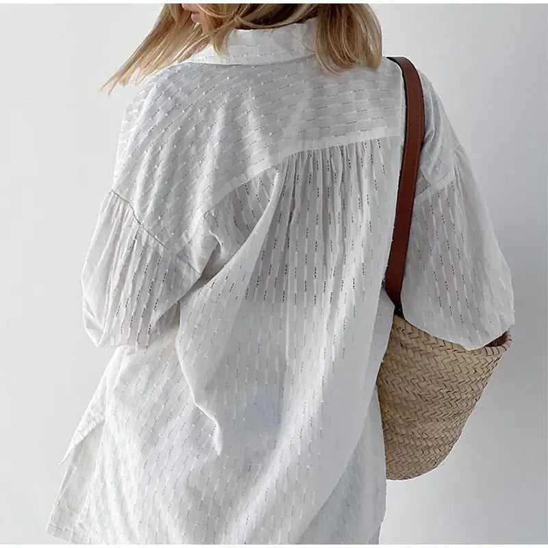 Lantern Sleeve Loose Shirt and Short Set 2 Piece Outfits