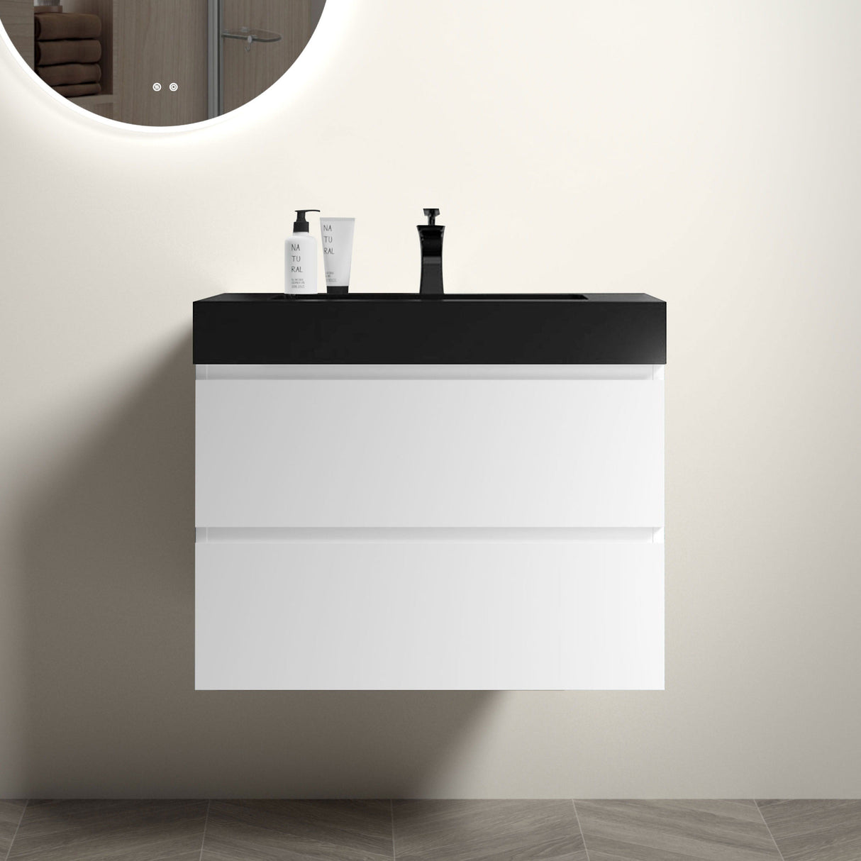 Alice - Bathroom Vanity With Large Storage, Sink Wall Mounted Floating Bathroom Vanity For Modern Bathroom, One-Piece Sink Basin Without Drain And Faucet by Couch.com