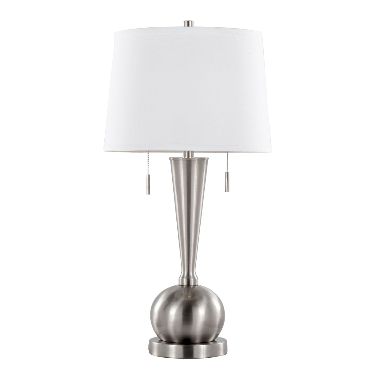 Jules - Contemporary Table Lamp Built In USB Port (Set of 2) - Nickel / White by Couch.com