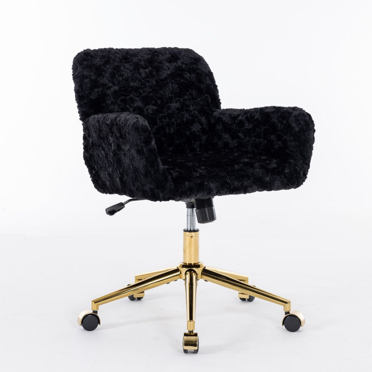 Office Chair, Artificial Rabbit Hair Home Office Chair With Golden Metal Base, Adjustable Desk Chair Swivel Office Chair, Vanity Chair by Couch.com