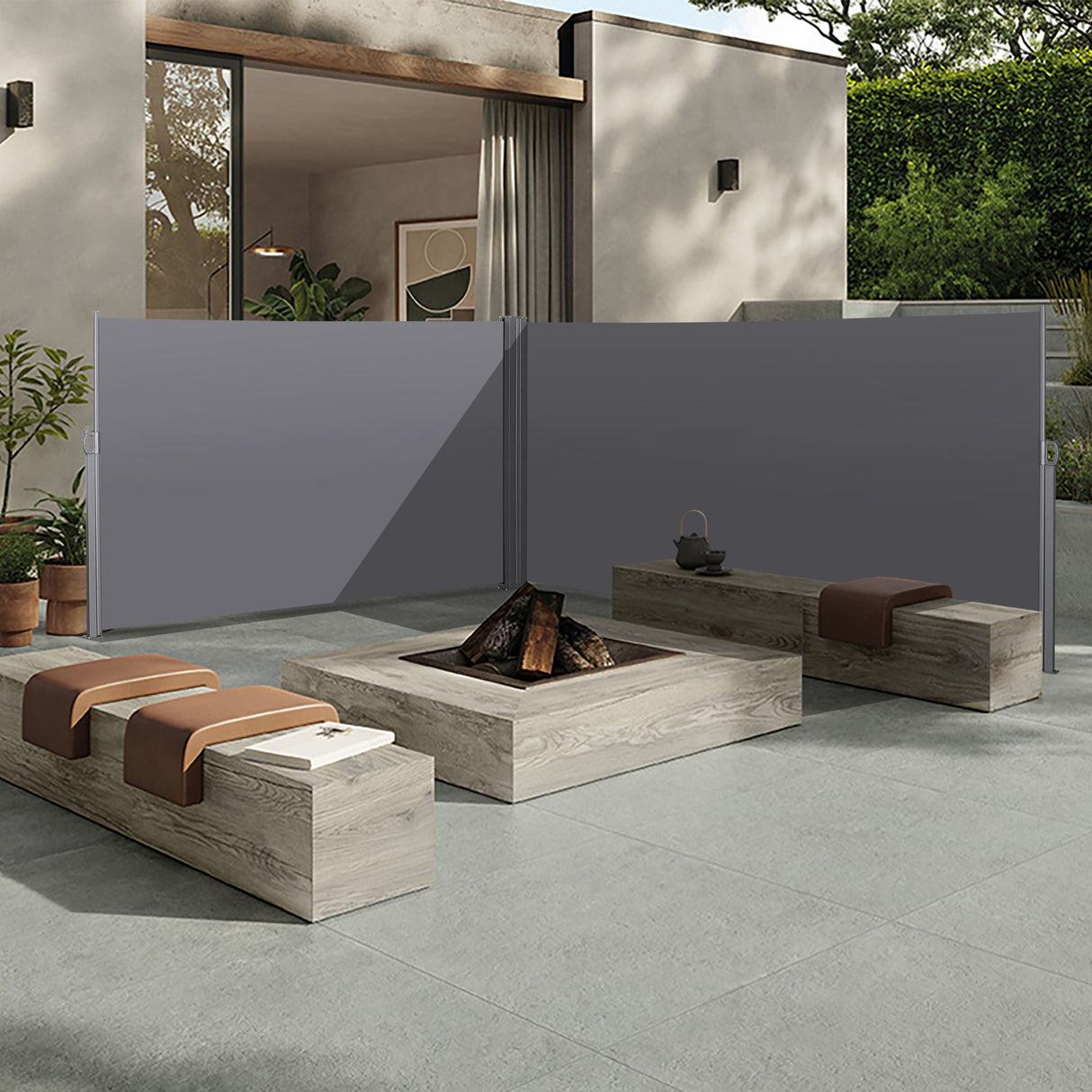 Retractable Side Awning, Waterproof & UV-Resistant, Privacy Screen Divider Roll Up Balcony - Gray by Couch.com