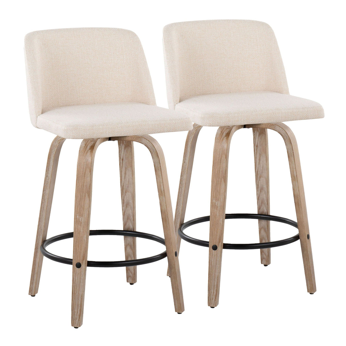 Toriano - Contemporary Fixed-Height Counter Stool & Swivel With Round Footrest (Set of 2) by Couch.com